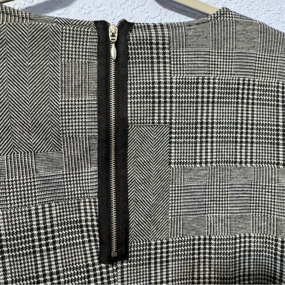 Gypsies & Moondust Anthropologie Gray Plaid Patchwork Bell Sleeves Mini Dress - Picture 6 of 7